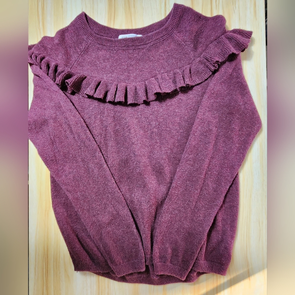 🩷H&M ruffle hi-lo hem sweater size: 8-10Y
